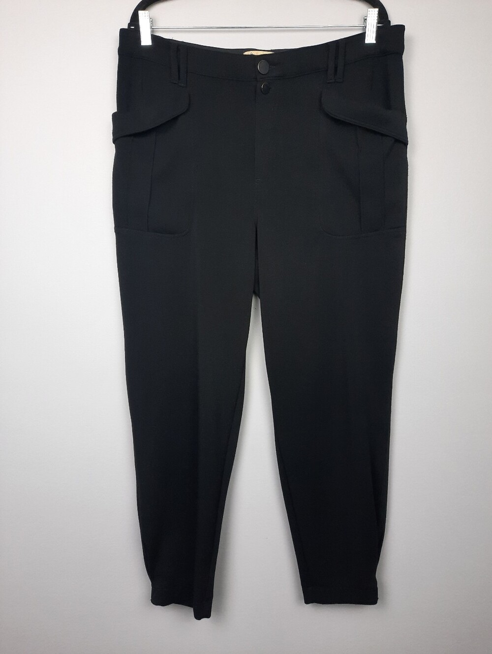 Democracy Ab Tech Solid Black Comfort Waist High Rise Pull On Trousers size 14